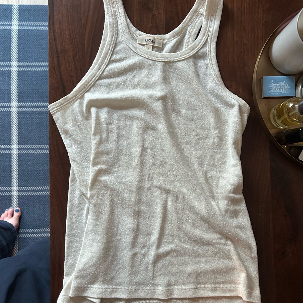 OZMA White Fitted Tank Top